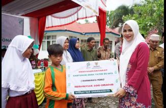 Dewi Sutan Riska hadiri Milad Baznas ke 22 Dharmasraya, Selasa 17) 1-2023. (minfo-dms) 