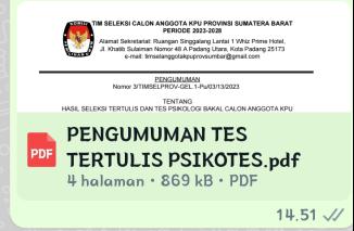 Timsel KPU Sumbar umumkan 20 nama calon KPU Sumbar, Selasa 14/3-2023. (dok) nama Calon KPU lolos 20 besar, Selasa 14/3-2023  (srnsht) Ini 20 nama lolos seleksi KPU Sumbar, Selasa 14/3-2023. (scrnsht) 