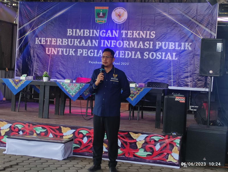Ketua Komisi Informasi Sumbar, Noval Wiska dalam Bimtek Pegiat Media Sosial berbasiskan Keterbukaan Informasi Publik Selasa 6/6-2023 di Agam Jua Payakumbuh.(doc)