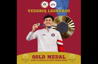 Veddriq Leonardo beri emas Indonesia, Nevi: terima kasih Veddriq!!!, Sabtu 10/8-2024. (dok/google)