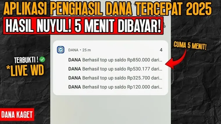 Ilustrasi aplikasi penghasil saldo DANA Gratis 2025. (Foto: Canva/kanal Youtube Imam Al-Ummara)