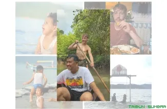 Wisatawan menikmati kopi sore di Kupi Batigo, berlatar laut tenang Teluk Buo yang alami dan memukau. (Foto: Ist)