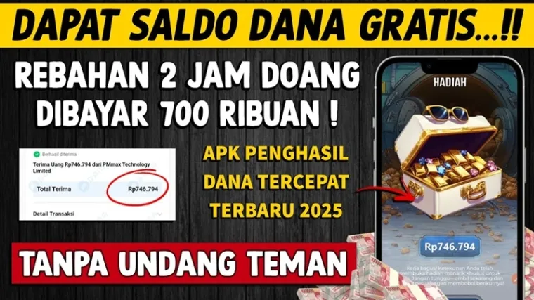 Ilustrasi aplikasi penghasil saldo DANA Gratis 2025. (Foto: Canva/kanal Youtube Bang Gaptek Id)