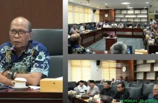 Ketua Tim Pakar DPRD Sumbar, HM Nurnas, memimpin rapat rutin yang membahas solusi pertumbuhan ekonomi melalui penguatan sektor pertanian di Ruang Banggar DPRD Sumbar, Rabu (20/8/2025). (Foto: Ist)
