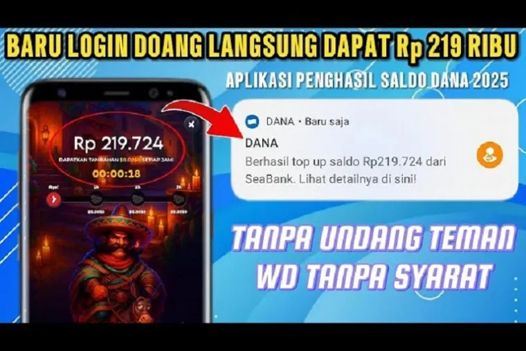 Ilustrasi aplikasi penghasil saldo DANA Gratis 2025. (Foto: kanal Youtube @GenZCuanID)