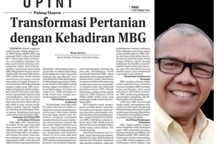 Munzir Busniah, Dosen Fakultas Pertanian Universitas Andalas.(Foto: Ist)