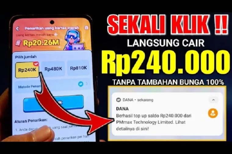 Ilustrasi aplikasi penghasil saldo DANA Gratis 2025. (Foto: kanal Youtube @ERL4N0FFICIAL)