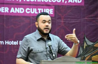 Wali Kota Padang, Fadly Amran, menyampaikan keynote speech pada The 3rd International Conference on Gender, Culture and Society (ICGCS) 2025 di Hotel Truntum Padang. (Foto: Ist)