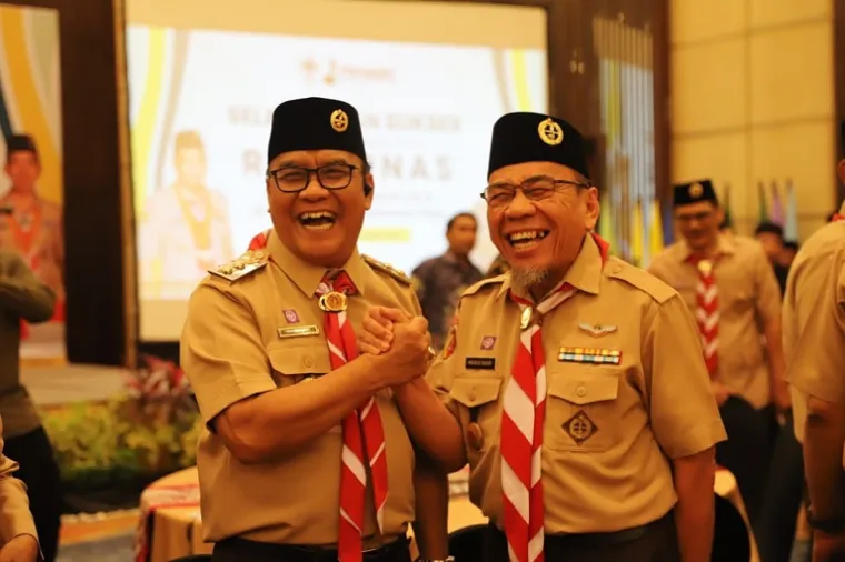 Wakil Wali Kota Padang sekaligus Wakil Ketua Mabicab Gerakan Pramuka Kota Padang, Maigus Nasir, menghadiri Rakornas Gerakan Pramuka Tahun 2025 di Kota Balikpapan, Kalimantan Timur, Jumat (24/10/2025). (Foto: Ist)