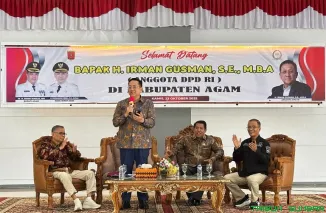 Irman Gusman gelar kegiatan Sosialisasi Empat Pilar Kebangsaan, di Aula Rumah Dinas Bupati Agam, Kamis (23/10/2025). (Foto: Ist)