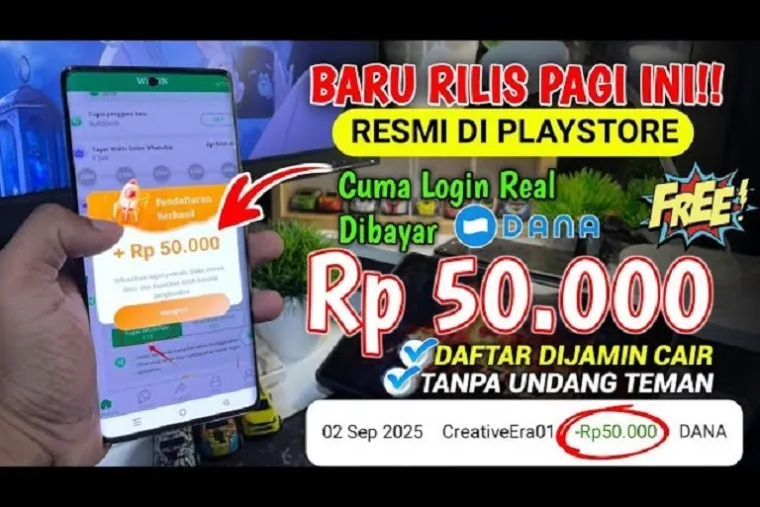 Ilustrasi aplikasi penghasil saldo DANA Gratis 2025. (Foto: kanal Youtube @caradapatuangterbaru)