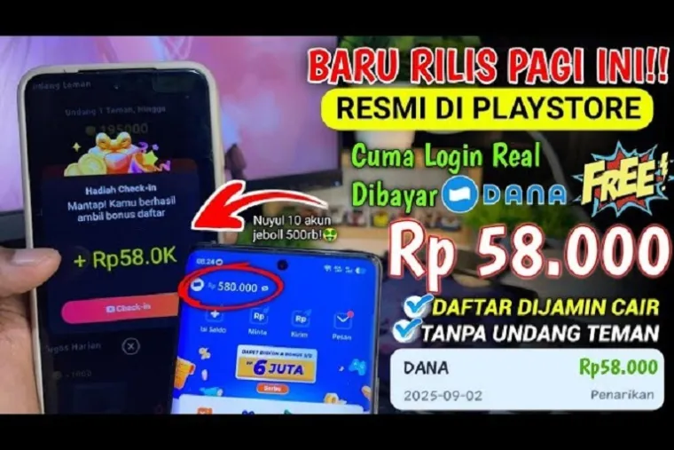 Ilustrasi aplikasi penghasil saldo DANA Gratis 2025. (Foto: kanal Youtube @caradapatuangterbaru)