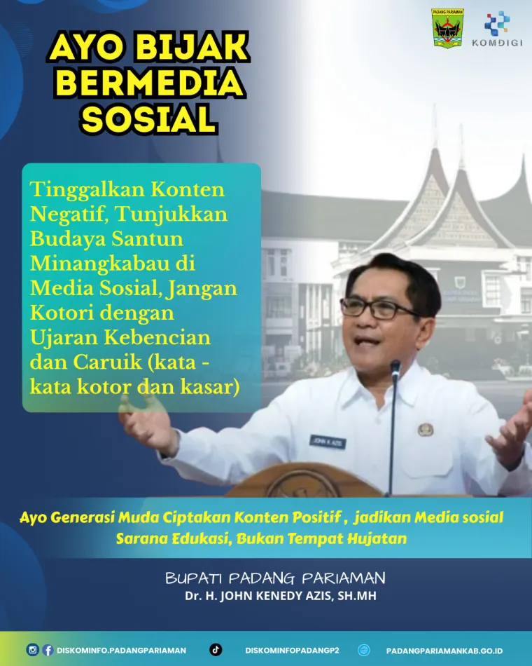 Bupati Padang Pariaman Imbau Masyarakat Bijak Bermedia Sosial, Tinggalkan Konten Negatif dan &quot;Caruik&quot;