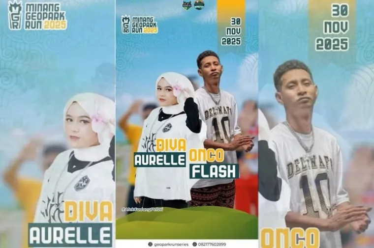 Diva Aurel dan Onco Flash mengajak masyarakat meramaikan Minang Geopark Run 2025 melalui video ajakan yang viral di media sosial. (Foto: Ist)