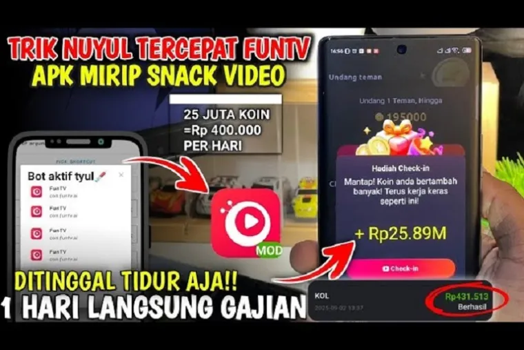 Ilustrasi aplikasi penghasil saldo DANA Gratis 2025. (Foto: kanal Youtube @caradapatuangterbaru)