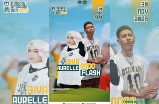 Diva Aurel dan Onco Flash mengajak masyarakat meramaikan Minang Geopark Run 2025 melalui video ajakan yang viral di media sosial. (Foto: Ist)