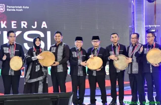 Wakil Wali Kota Padang Maigus Nasir mengikuti Raker Komwil I APEKSI 2026 di Banda Aceh. (Foto: Ist)