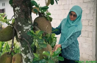 Ibu-ibu Dasawisma Mawar IV Jorong Sinar Paninjauan menunjukkan produk olahan rendang dan abon nangka yang telah dipasarkan dan bersertifikat halal di Solok Selatan, Selasa (21/4/2026). (Foto: Ist)