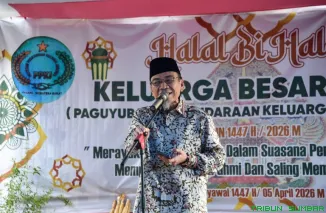 Wakil Wali Kota Padang Maigus Nasir menghadiri acara Halal Bihalal Paguyuban Persaudaraan Keluarga Jawadwipa (PPKJ) di Lubuk Begalung, Minggu (5/4/2026). (Foto: Ist)