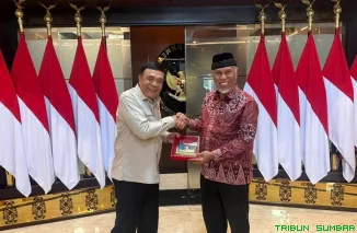 Gubernur Sumatera Barat Mahyeldi Ansharullah melakukan audiensi dengan Menko Polkam di Jakarta, Kamis (2/4/2026). (Foto: Ist)
