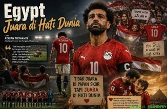Kapten tim nasional Mesir Mohamed Salah merangkul rekan setimnya usai pertandingan; perjuangan mereka diakui dunia sebagai kemenangan hati yang tak ternilai. (Foto: Ist)
