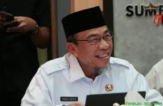 Wakil Wali Kota Padang Maigus Nasir bersama jajaran Pemko Padang mengikuti penilaian nominasi Anugerah Adinata Syariah 2026, di Ruang Rapat Istana Gubernur, Rabu (12/8/2026). (Foto: Ist)