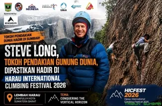 Steve Long, pemandu gunung internasional asal Inggris dan mantan Ketua Komisi Pelatihan UIAA, dipastikan hadir di Harau International Climbing Festival (HICFEST) 2026 di Lembah Harau. (Foto: Ist)
