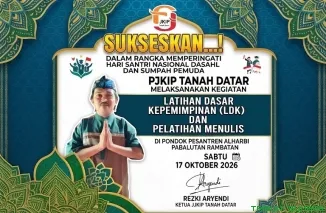 Ketua PJKIP Tanah Datar Rezki Aryendi: Sambut Hari Santri dan Sumpah Pemuda, gelar Pelatihan Menulis serta LDK di Ponpes Alharbi Pabalutan, 17 Oktober 2026. (Foto: Ist)