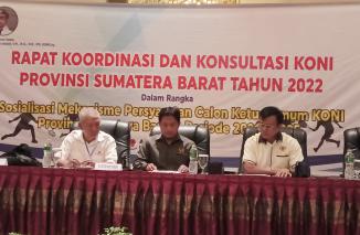 Hamdanus pimpin Rakor sosialisaai Musprovlub KONI diagendakan 16 Juni 2022, Rabu 25 Mei 2022 di Axana Hotel Padang. (ck) 