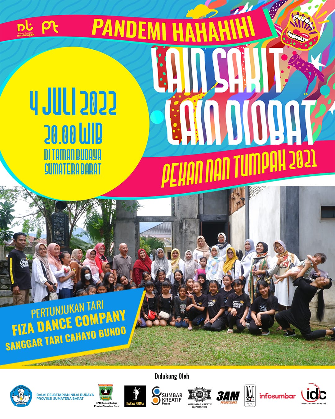 Hari ke 4 makin seru di Pekan Nan Tumpah Pandemi Hahahihi, Ayo saksikan di Taman Budaya Sumbar Senin 4 Juli 2022. (dok) 