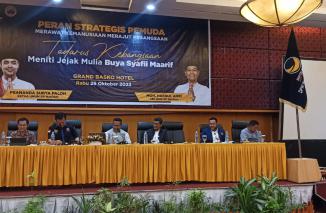 Lima tokoh bedah Jejak Mulia Buya Safi'i Ma'rif di Tadarus Kebangsaan Garda Pemuda NasDem , Rabu 26 Oktober 2022 di Padang. (sis) 