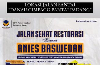 Jalan Santai Bersama Anies Baswdan, banjir doorprise, Minggu 4 Desember 2022. (sis) Jalan Santai Restorasi Bersama Anies Baswedan, Panpel cetak 20 ribu kupon lagi. (sis) 