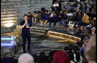 AHY di Uniba Sumenep teriakan Wahay Pemuda Gunakan Hak Pilih mu, Rabu 12/4-2023. (bakomstra) 