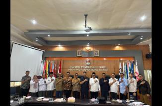 Jajaran Direktorat Intelkam Polda Sumbar melakukan kunjungan silaturahmi dengan jajaran Komisi Pemilihan Umum (KPU) dan Bawaslu Sumbar, Kamis, (22/6/2023). (Sumber : Istimewa) 