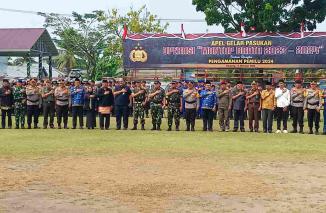 Kepolisian Daerah (Polda) Provinsi Sumbar menggelar Apel Pengamanan Pasukan Operasi Mantap Brata Singgalang 2023-2024.(/ist)