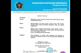 Surat Keputusan PWI Pusat. (/ist) 