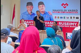 Puluhan Relawan AMIN dan Prabowo Dukung Mahyeldi-Vasko di Pilgub Sumbar 2024