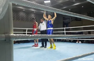Teks Foto : Rahmad Ramadhan Menang TKO di Laga Perdana Turnamen Panglima TNI 2025. IST