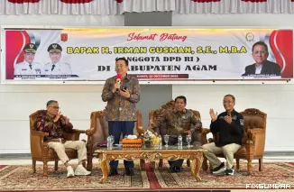 Teks Foto : Irman Gusman gelar kegiatan Sosialisasi Empat Pilar Kebangsaan, di Aula Rumah Dinas Bupati Agam, Kamis (23/10/2025). FARDIANTO