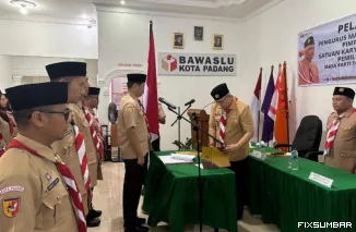 Pengurus Saka Adhyasta Pemilu Padang Resmi Dilantik, Pramuka Didorong Jadi Pelopor Demokrasi